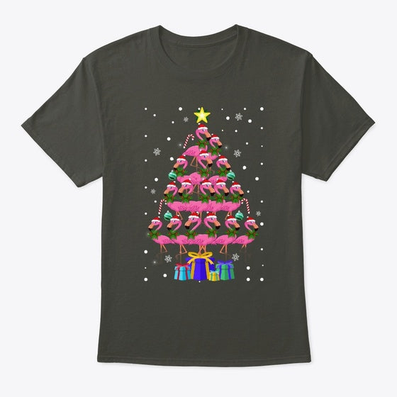 Funny Pink Flamingo Christmas Tree Tee