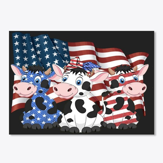 American Flag Cow Sticker