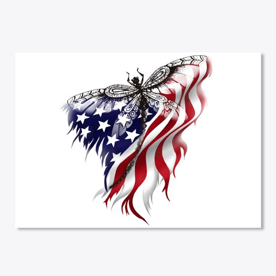 Dragonfly US Flag Sticker