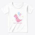 Pink Dino Princess White tee for Girls
