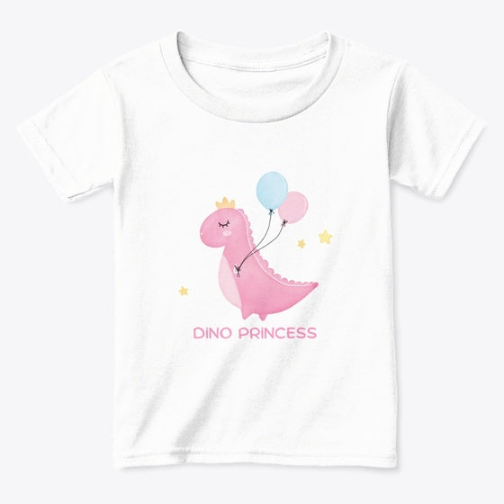 Pink Dino Princess White tee for Girls