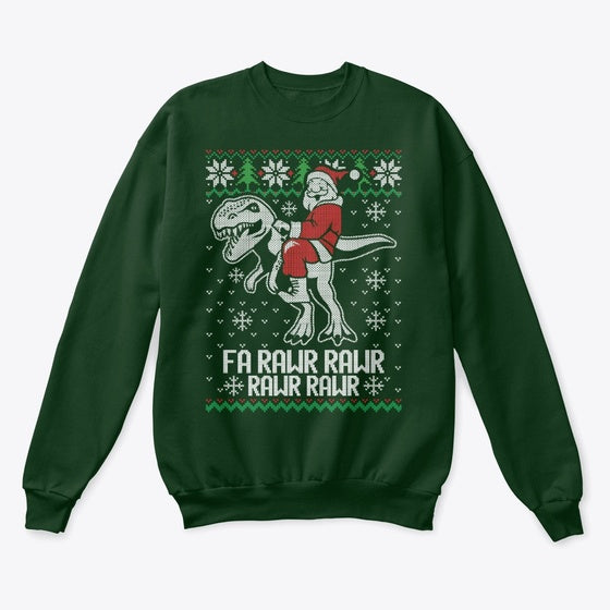 Santa Riding T-Rex Ugly Xmas Sweater