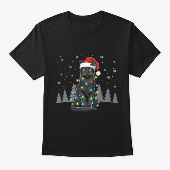 Black Cat Christmas Santa Hat Funny