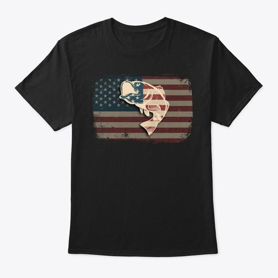 Vintage American Flag Bass Fishing Gift