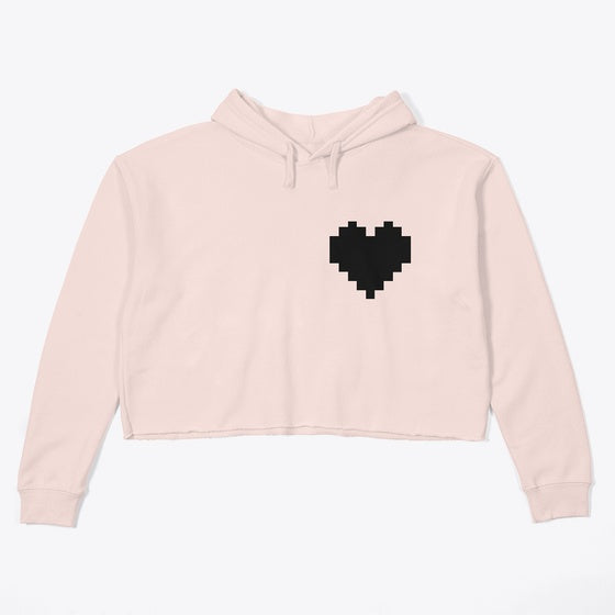 Pixel Heart Crop Top Hoodie