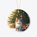 Calico Cat Under Tree Ornament
