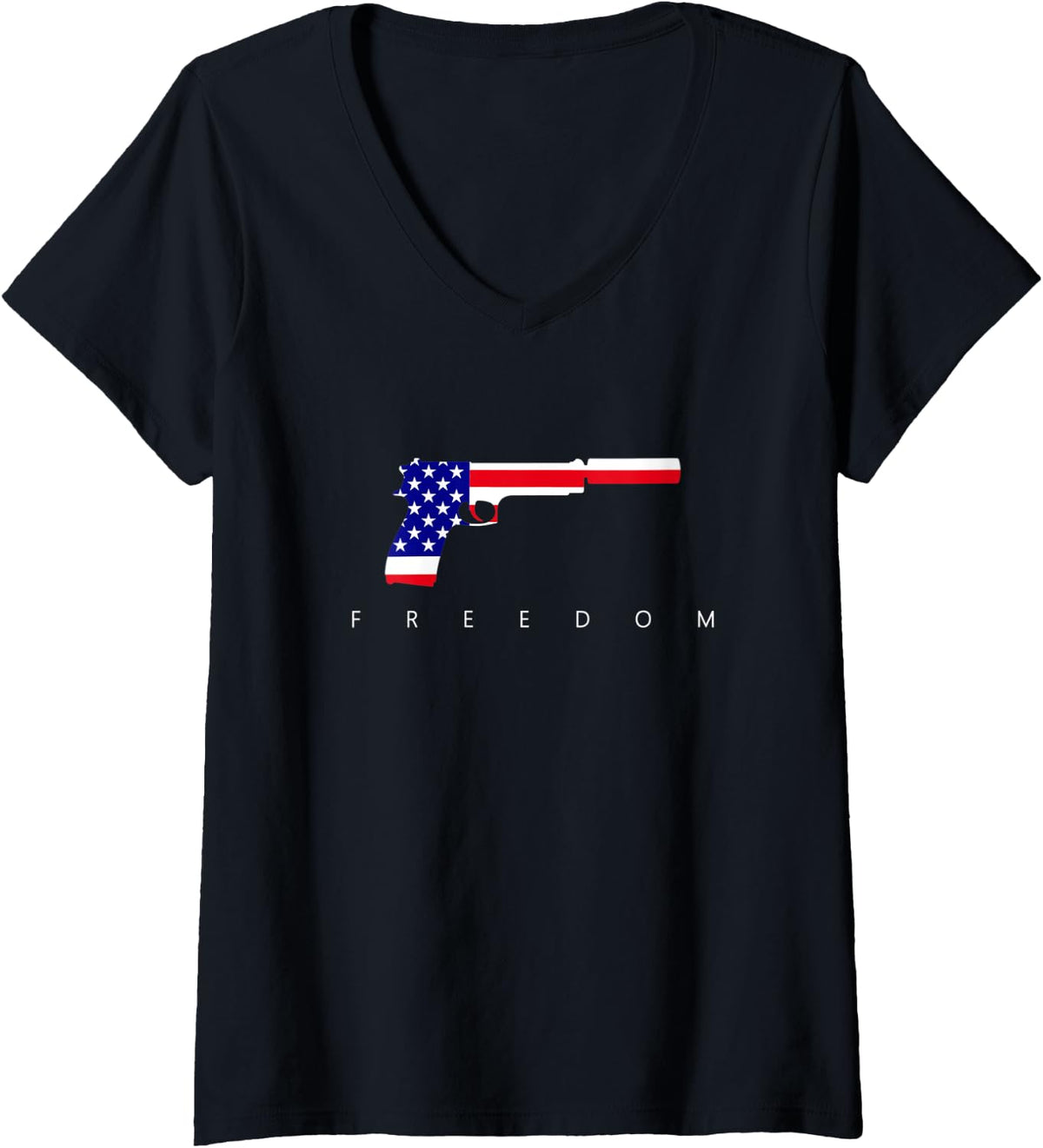 Womens Suppressed Pistol American Flag Gift Responsible Gun Owners V Neck Apparel Everyday Wear