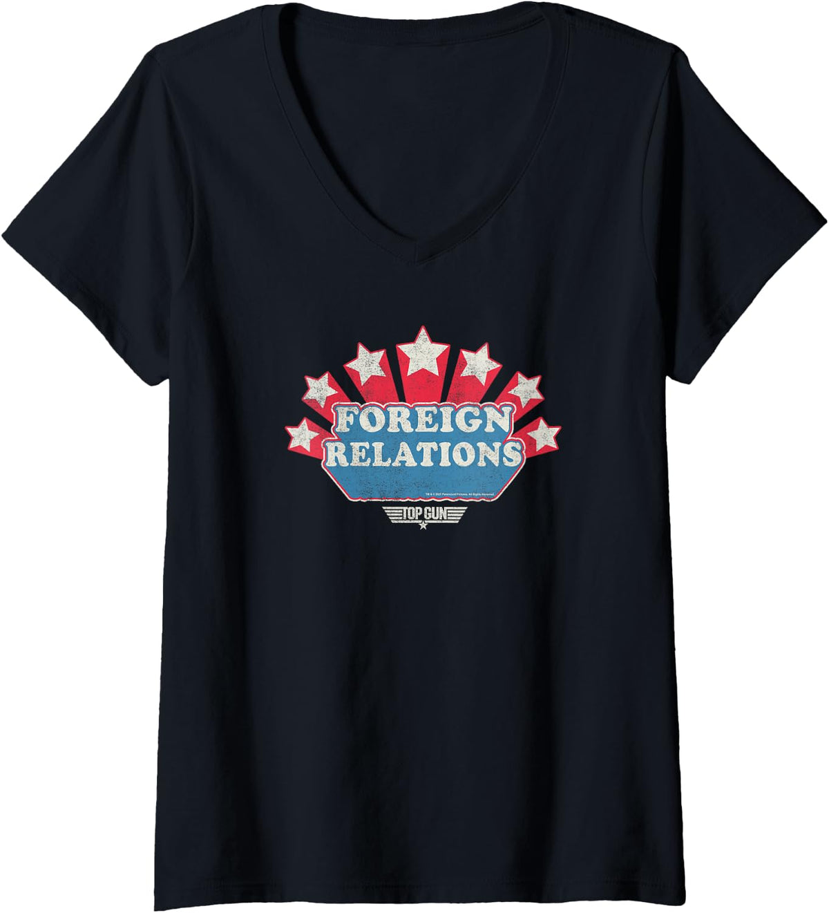 Top Gun Foreign Relations Stars Text V Neck Apparel Everyday Wear
