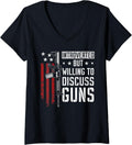 Womens Introverted But Willing To Discuss Guns Funny Gun Joke V Neck Apparel Minimal Style