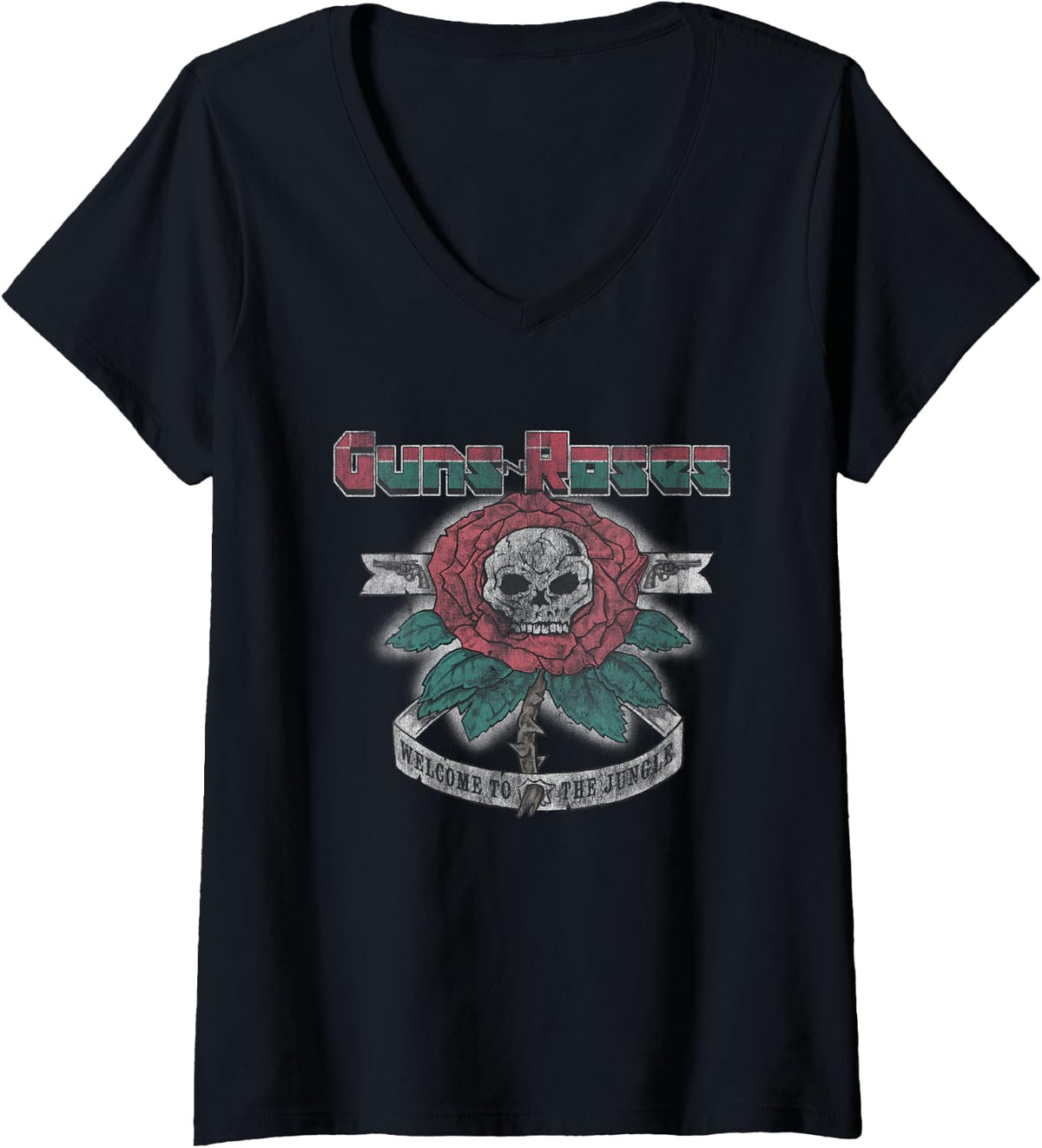 Womens Guns N Roses Official 1987 Welcome To The Jungle V Neck Apparel US Trend