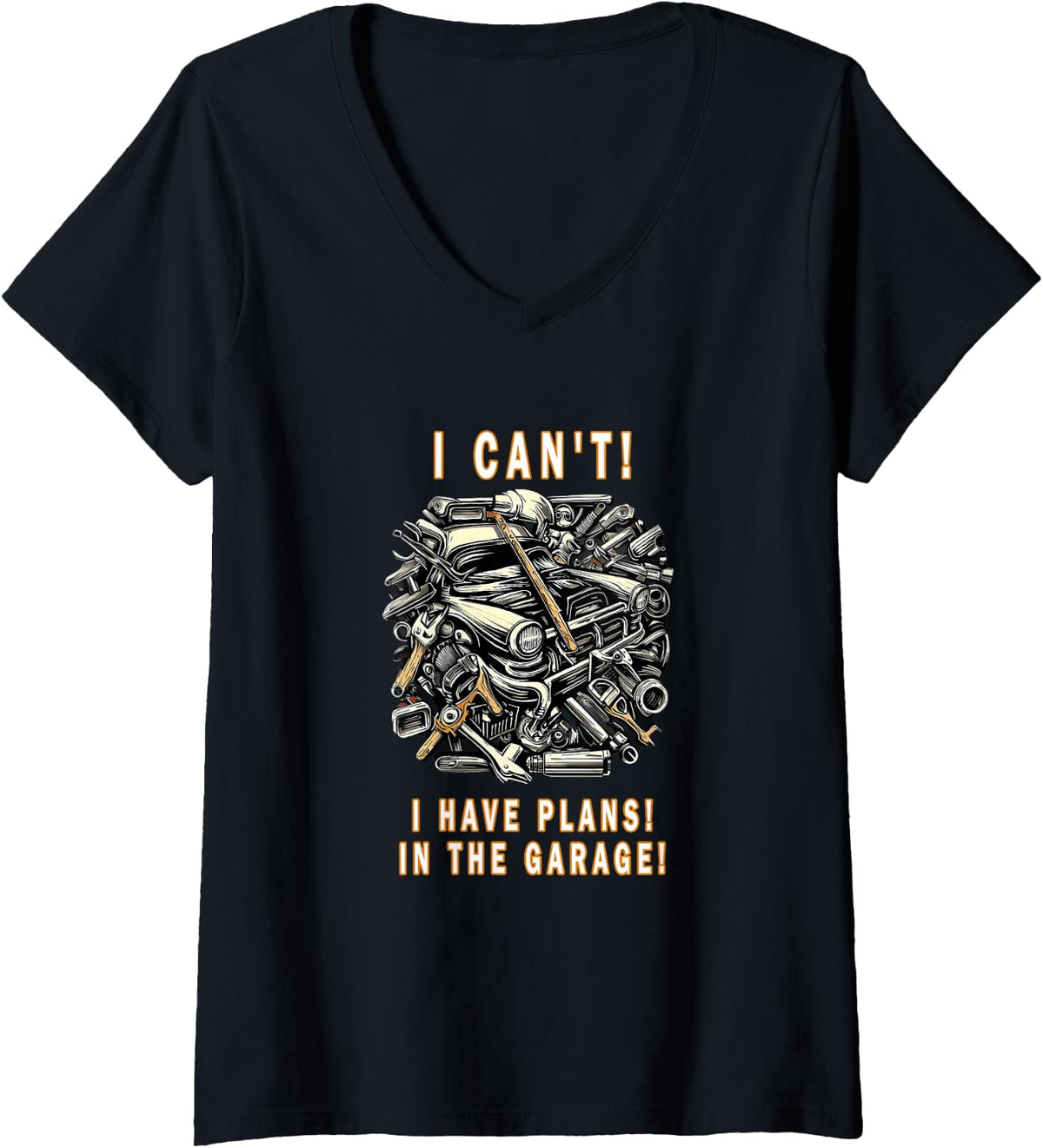 Womens I Cant I Have Plans In The Garage Fathers Day Car Mechanics V-Neck