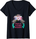 Womens Pistol Packin Granny Grandma Gun Rights 2nd Amendment V Neck Apparel Everyday Wear 3