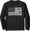 Coffee Bacon Guns Freedom Funny Bbq Grill Gun Usa Flag Long Sleeve Apparel Clean Design