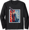 America Usa Statue Of Liberty With Weapon Gun Gift Long Sleeve Apparel Gift Ready