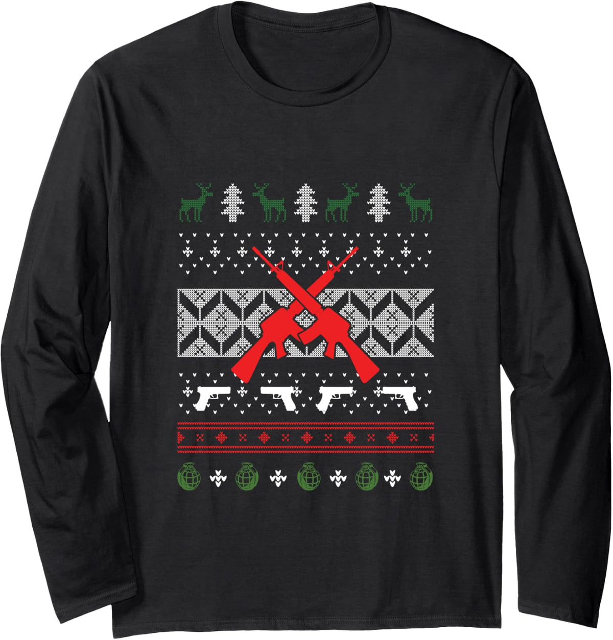 Gun Lover Fire Arm Shooter Xmas Shooting Ugly Christmas Long Sleeve Apparel US Trend