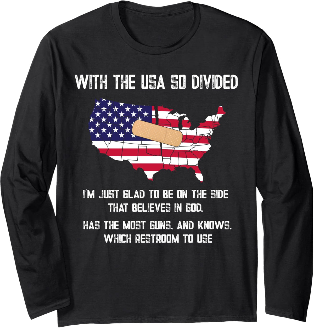 With The Usa So Divided Patriotic Us Flag Gun Owner Long Sleeve Apparel Minimal Style
