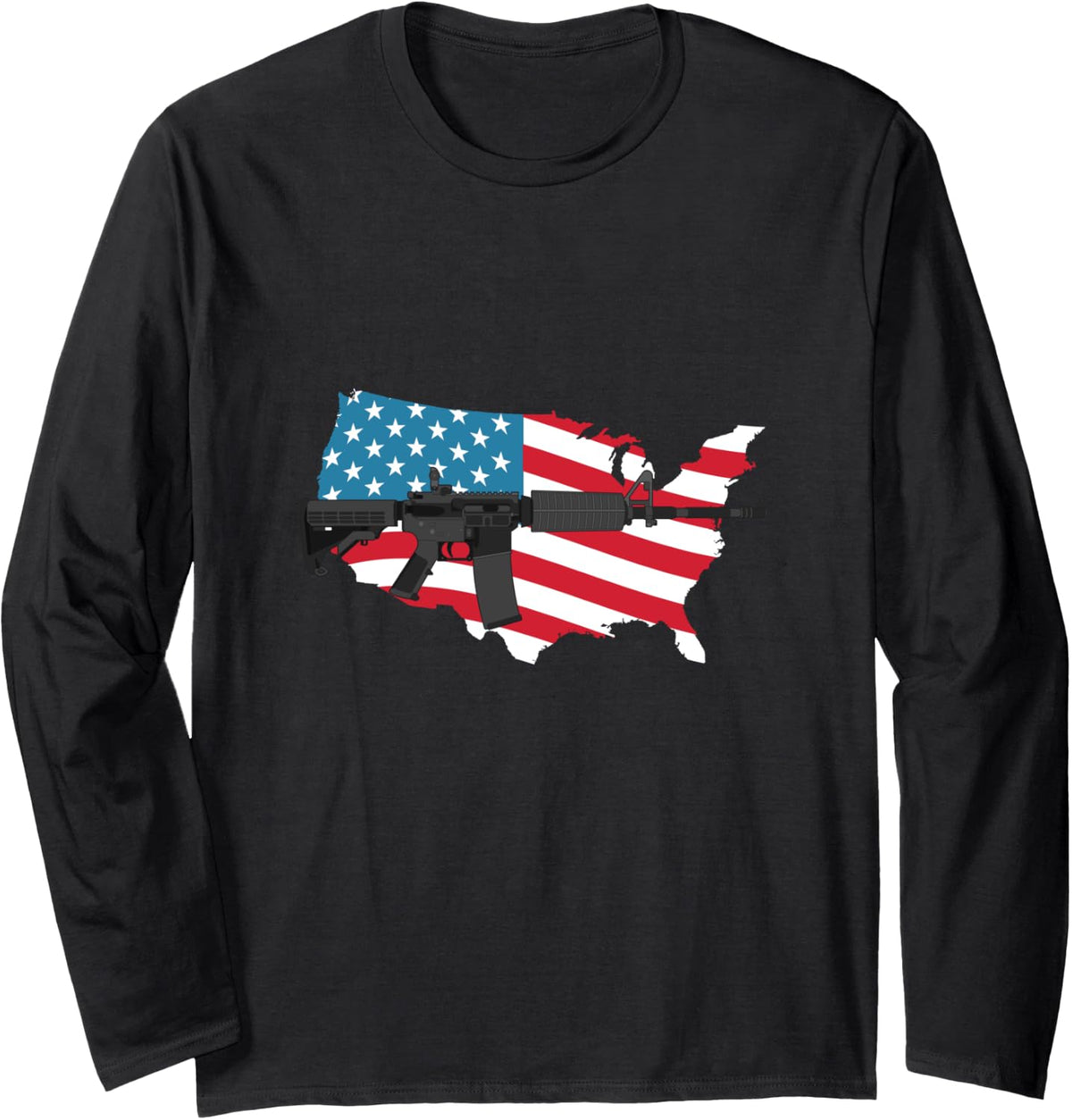 Patriot Usa Flag Gun Tshirt 4th Of July American Pride Long Sleeve T Shirt Clean Design