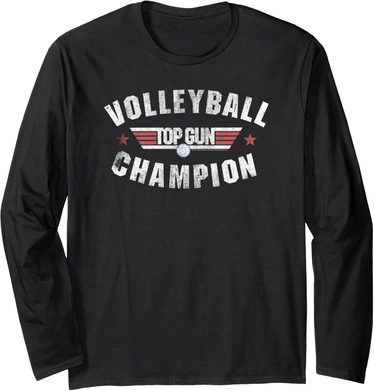 Top Gun Volleyball Champion Logo Action Movie Long Sleeve Apparel Clean Design