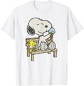 Bench Cute Cartoon Dog and Bird Retro Shirt 143