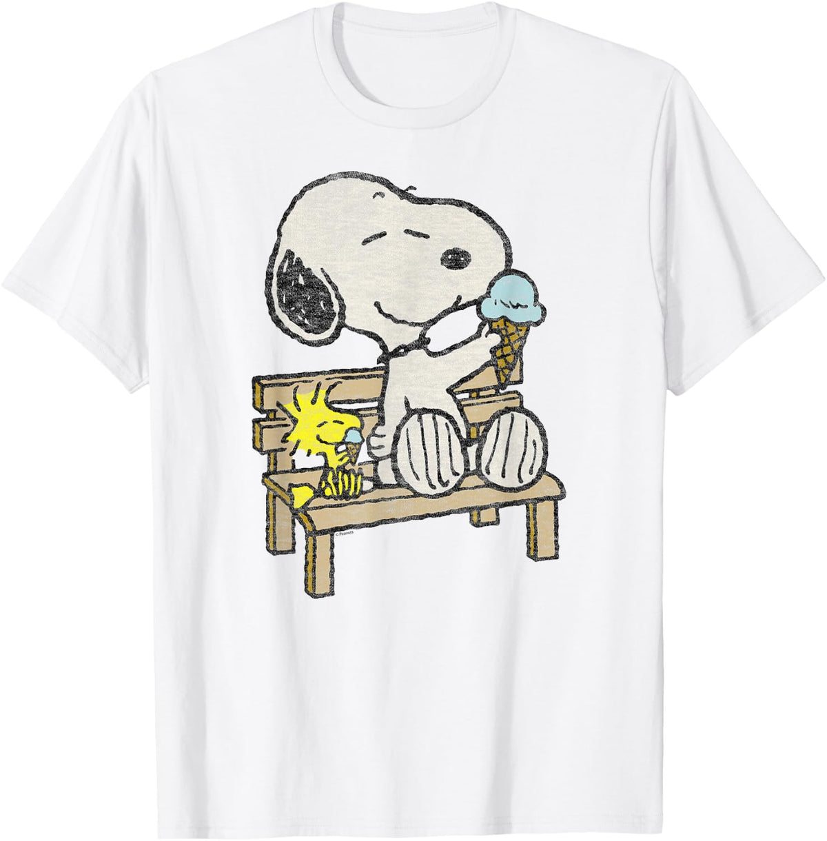 Bench Cute Cartoon Dog and Bird Retro Shirt 28