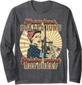 Vintage Patriotic Usa Messy Buns Guns Raising Wolves Sheep Long Sleeve Apparel US Trend