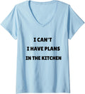 Womens I can't I have plans in the Kitchen Housewife Chef Cooking V-Neck