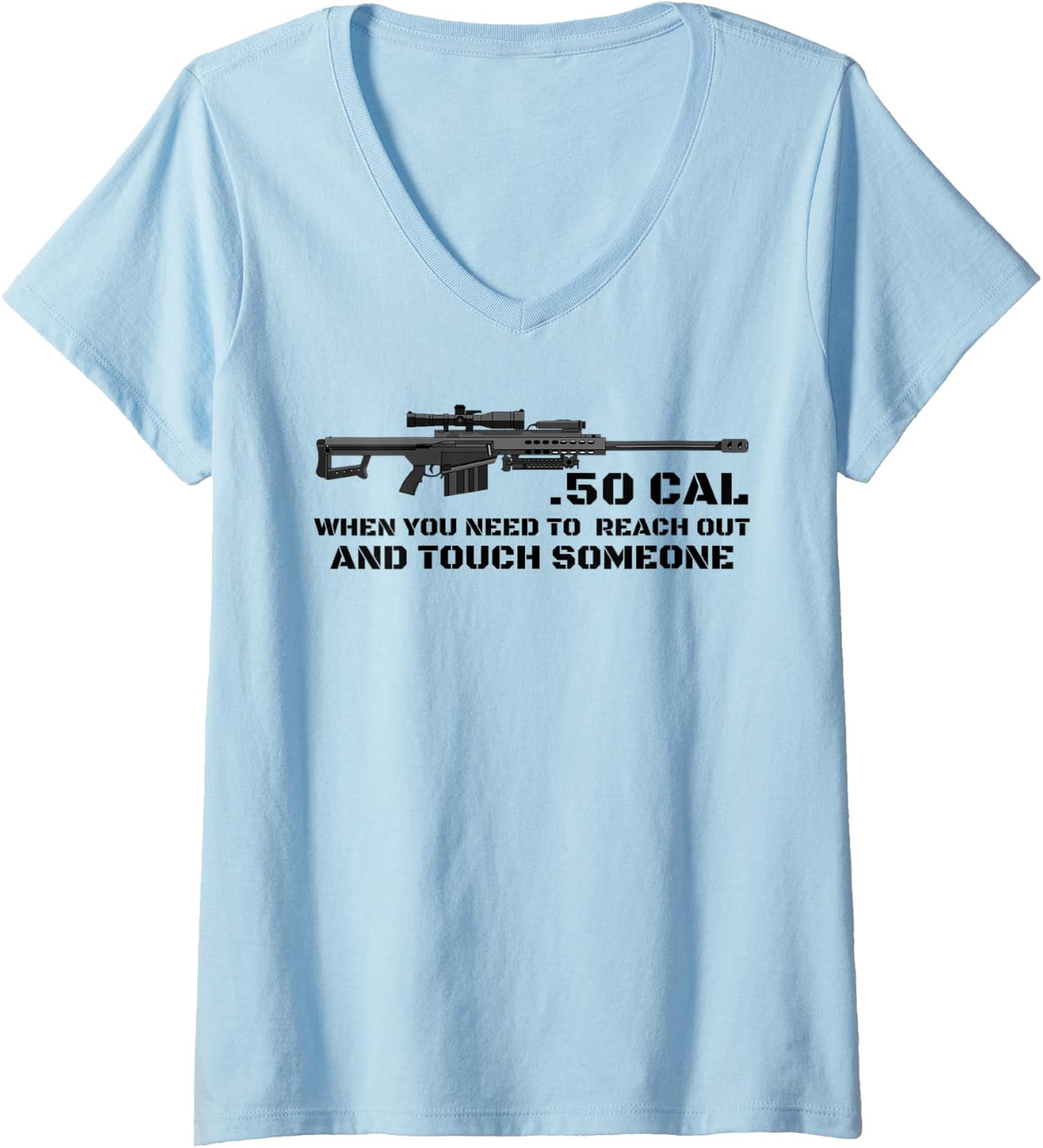 Womens Barrett 50 Cal Gun Love 2nd Amendment Adult Pro V Neck Apparel Gift Ready 2