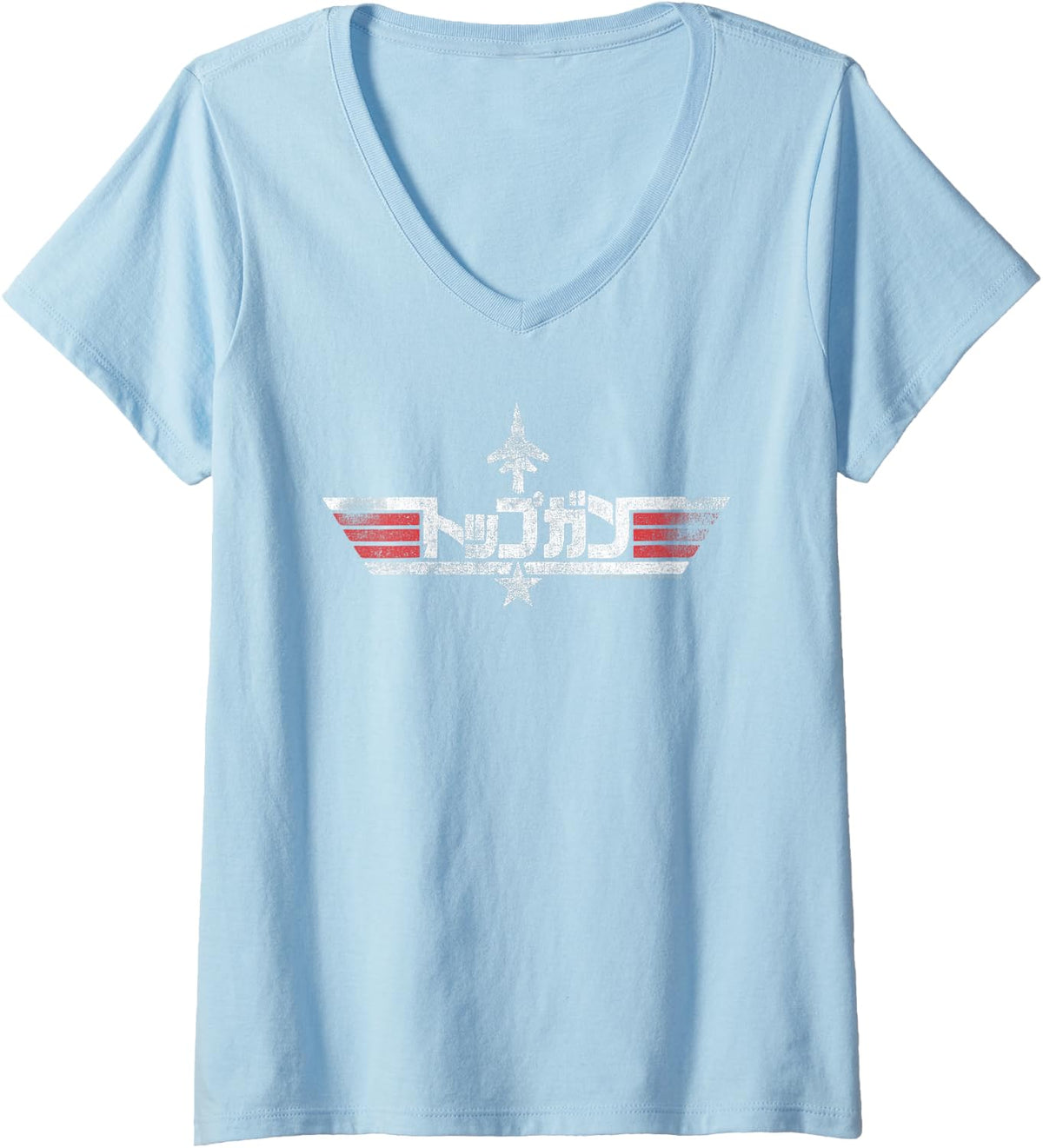 Womens Top Gun Japanese Logo With Silhouette Action Movie V Neck Apparel Gift Ready