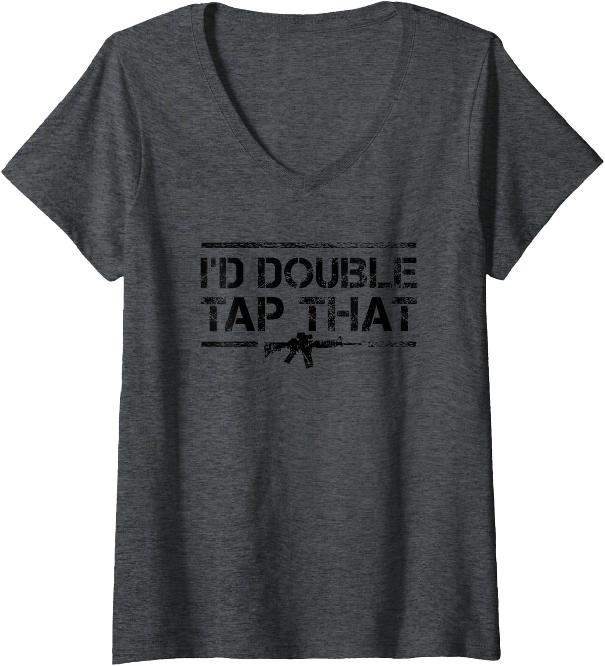 Womens Id Double Tap That Funny Ar 15 Gun Owner Target Shooting V Neck Apparel Everyday Wear