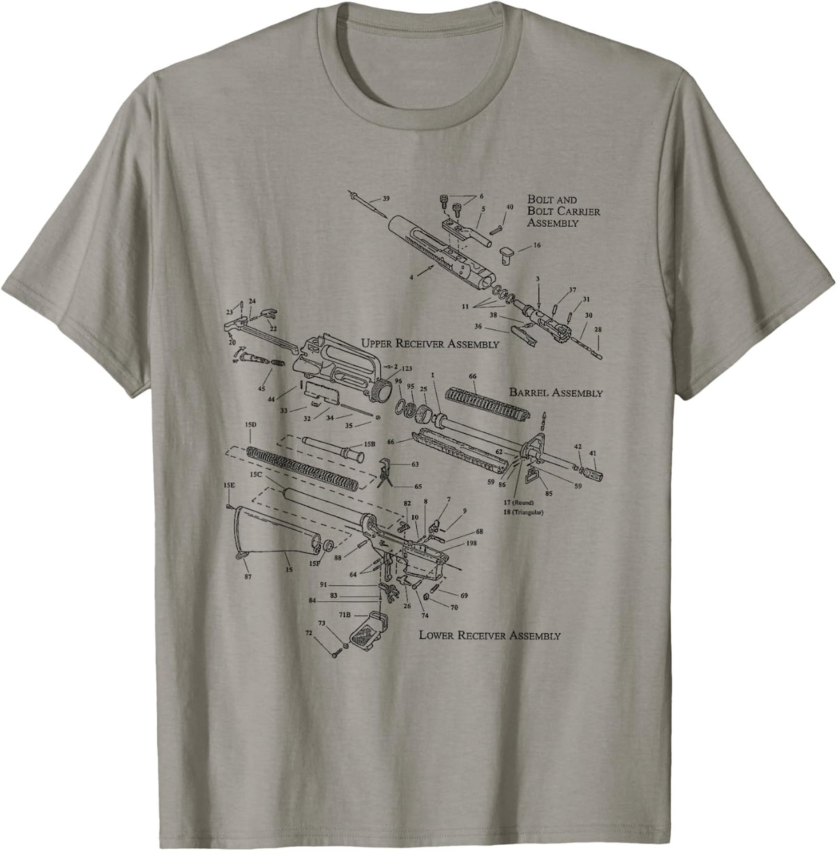 Ar 15 Blueprint Design T Shirt Ar15 M 16 Gun Rifle Tee T Shirt Gift Ready