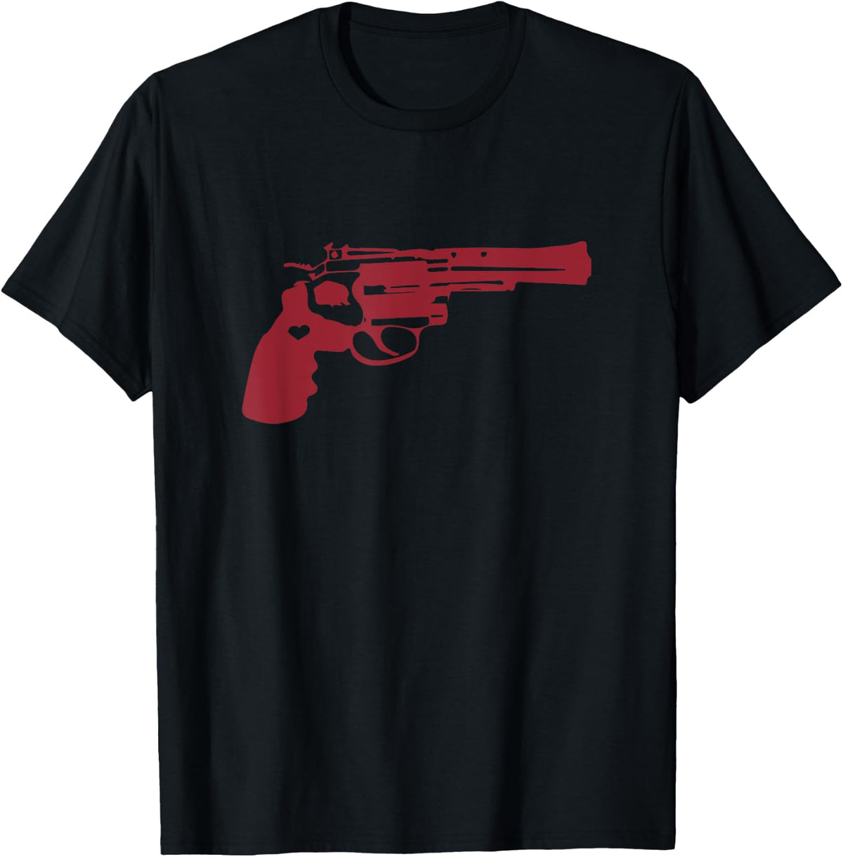 Red Pistol Gun Colt 45 Cool Clock Handgun Revolver Heart Y2k Apparel Minimal Style