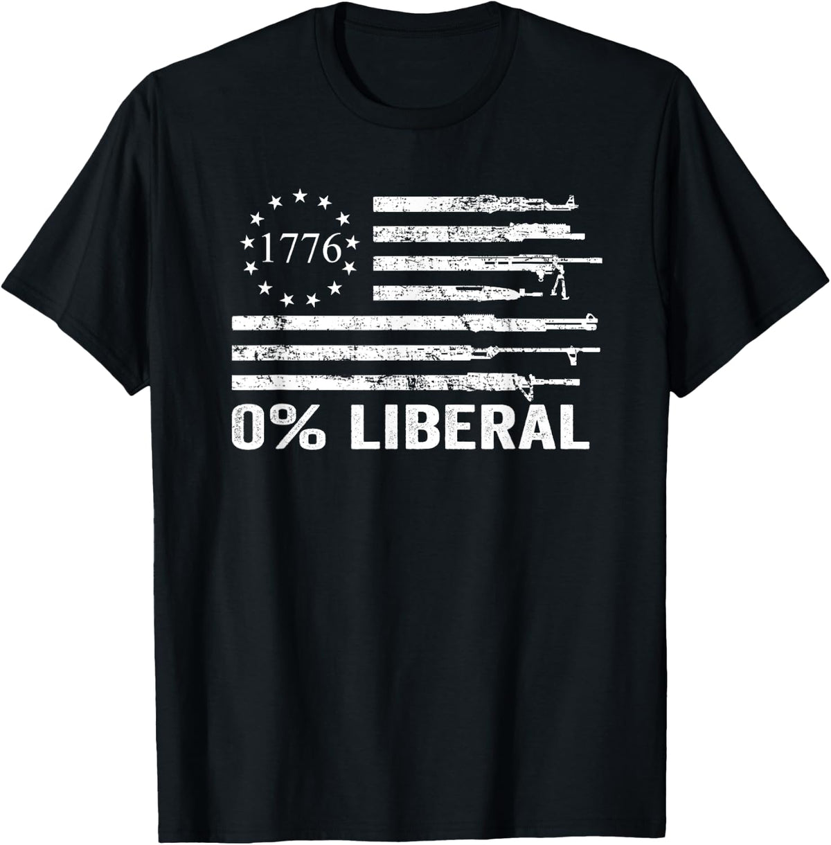 0 Liberal Zero Percent Funny Pro Gun Usa Guns Flag Apparel US Trend