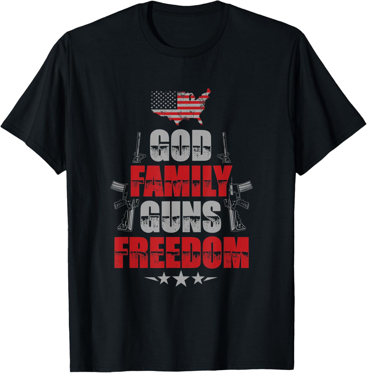 God Family Guns And Freedom Pro Gun American Flag Apparel Clean Design 2