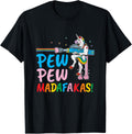 Pew Madafakas Funny Unicorn Rainbow Gun Graphic Apparel US Trend
