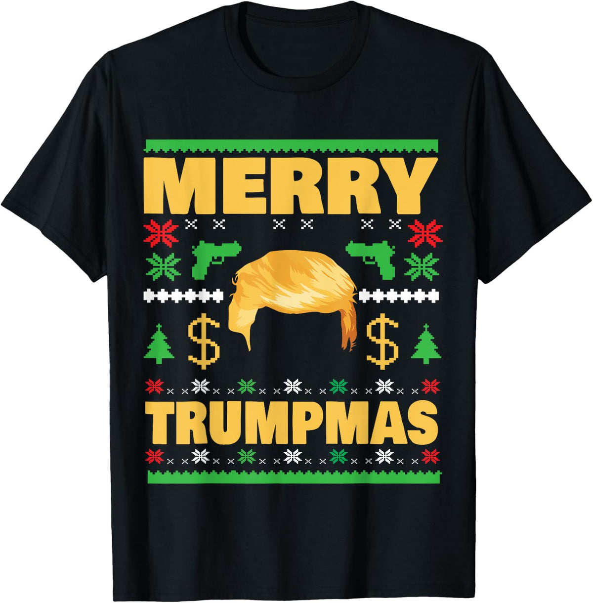 Funny Trump Ugly Christmas T Shirt Gun Republican Gift T Shirt Gift Ready