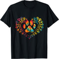 Dog Paw Tie Dye Love Print Heart Animal Lover Shirt 178