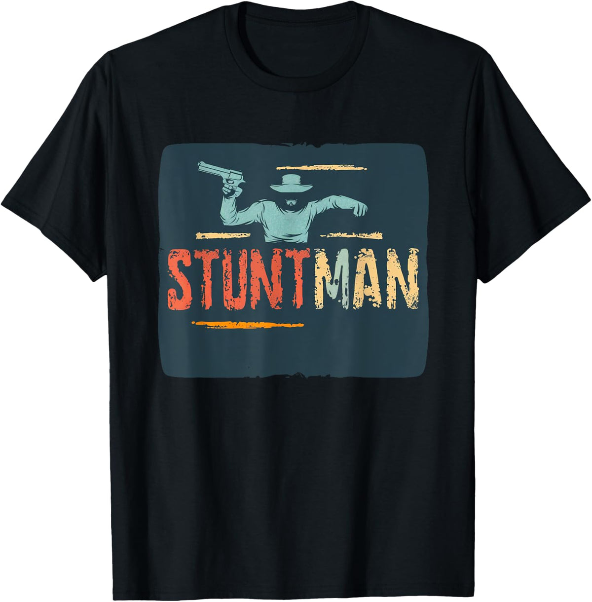 Cool Stuntman With Gun And Cowboy Hat Apparel Premium Print