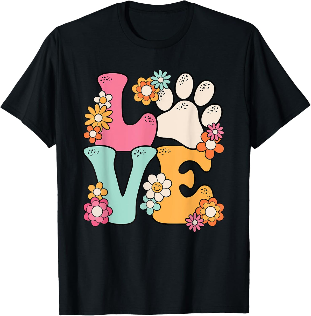 Dog Paw Groovy Love Cat Lover Pet Owner Shirt 338