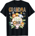 Wild One Grandma 1st Birthday Safari Jungle Animal Shirt 238