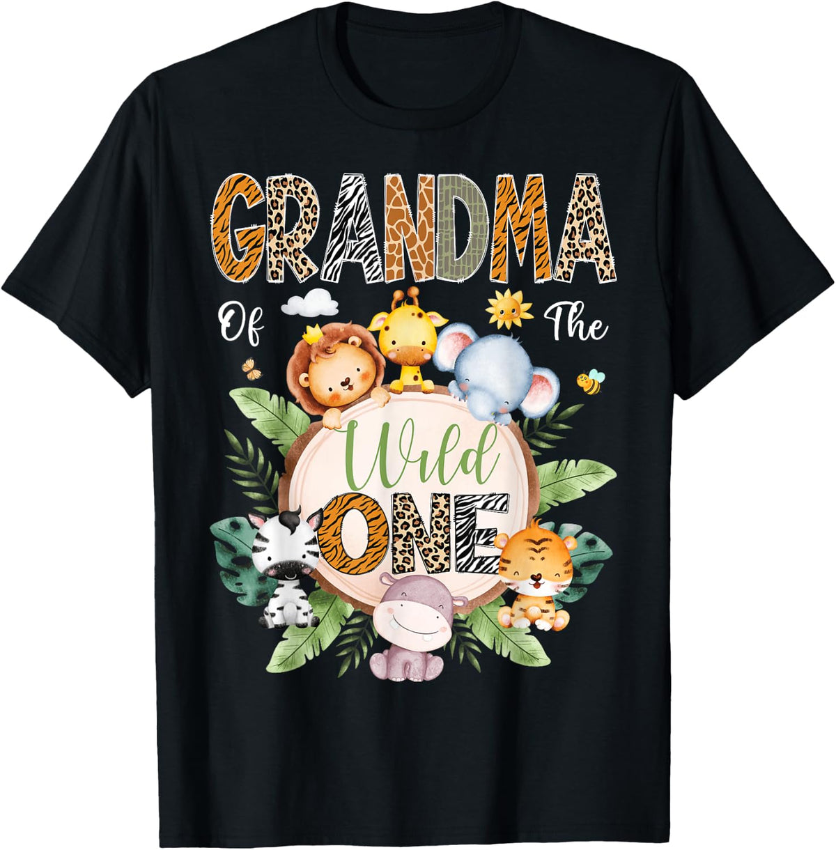 Wild One Grandma 1st Birthday Safari Jungle Animal Shirt 104