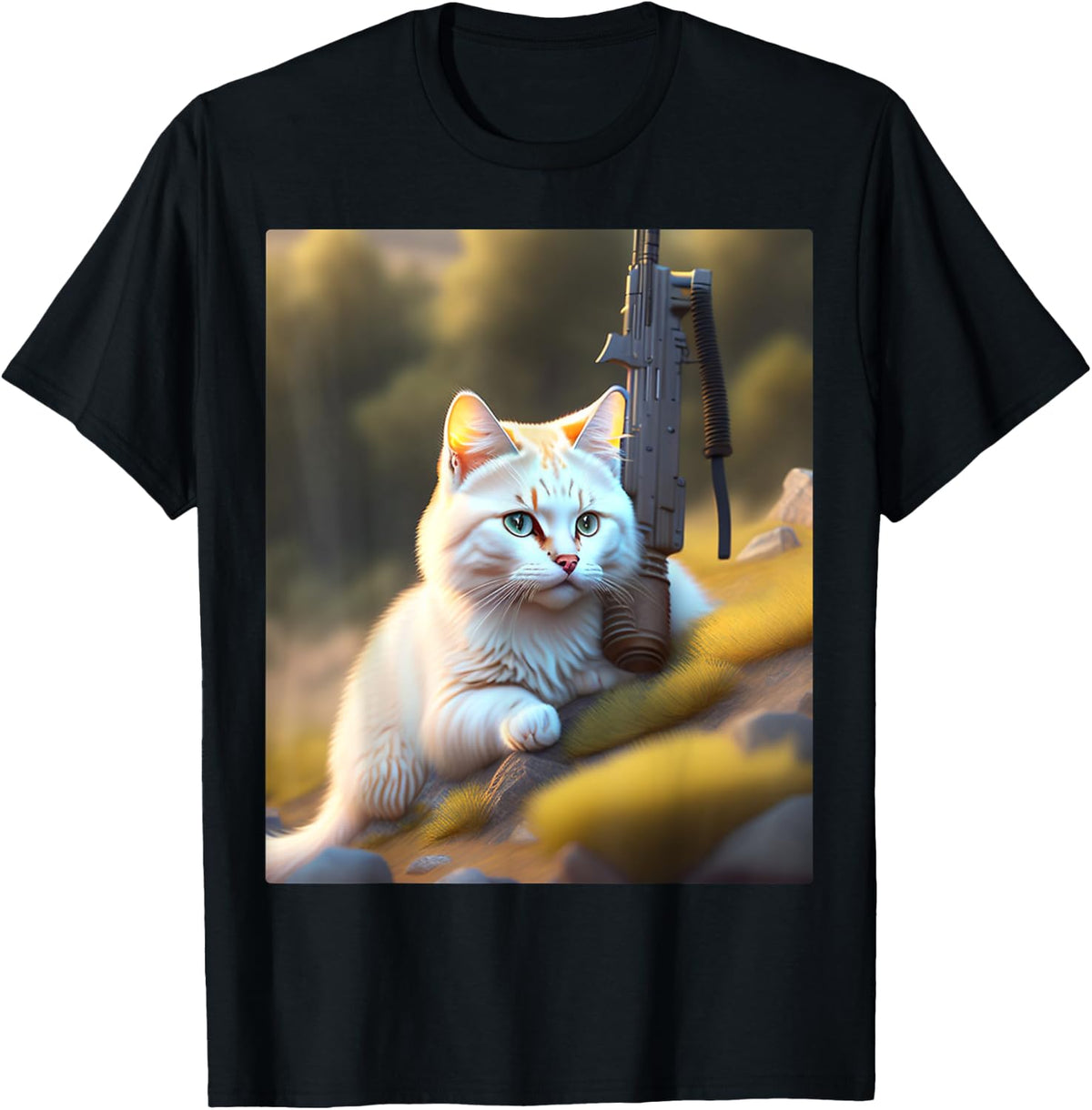 Feline Forces Cats On Mission Sniper Gun Funny Apparel Clean Design