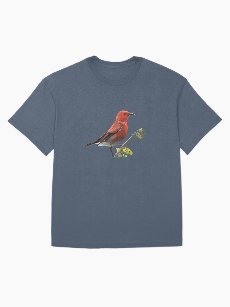 'apapane, a Hawaiian Honeycreeper Oversized T-Shirt
