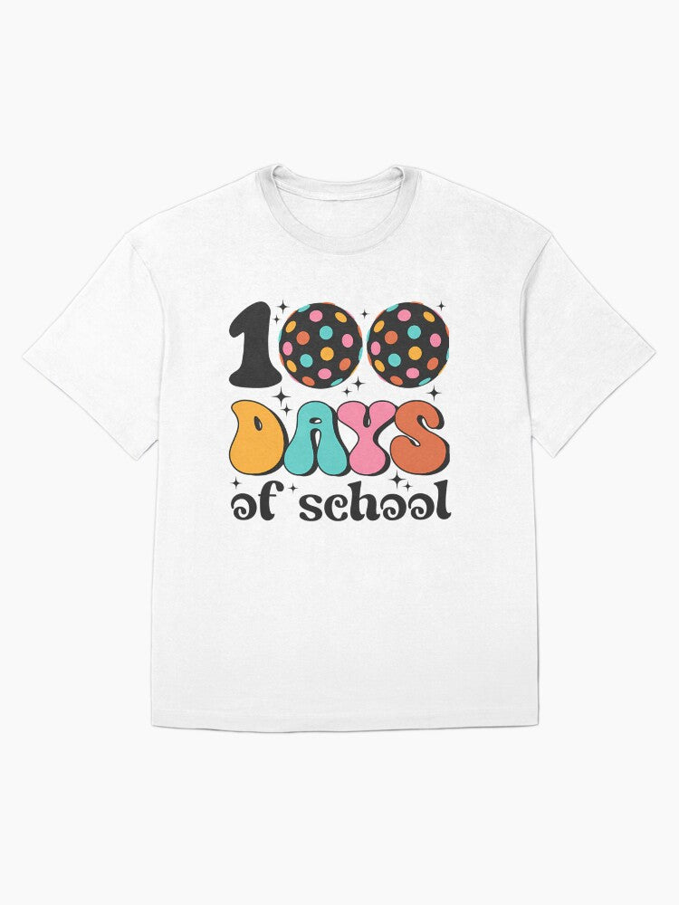 100 Days of School Disco Ball Colorful Groovy Classroom Celebration Oversized T-Shirt